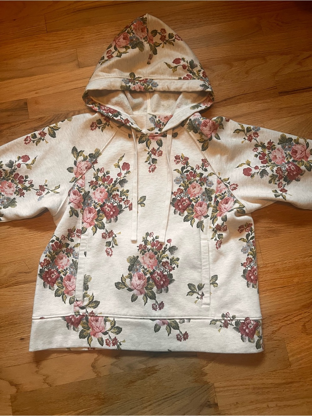 Anthropologie Daily Practice Floral Graphic Drawstring Hoodie